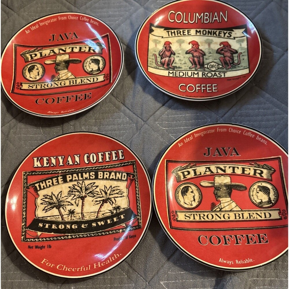 Vintage BIA Coffee Plates Set of 4